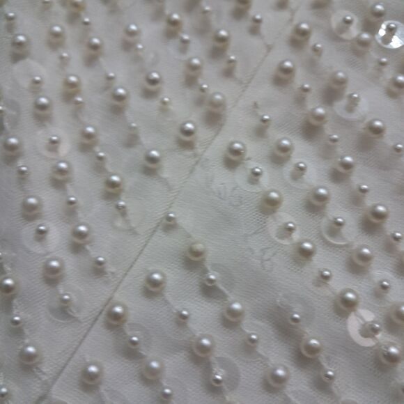 NWT Mac Duggal Gown Womens 2 Ivory One Shoulder Pearl Sequin Asymmetrical Bridal - Picture 7 of 16